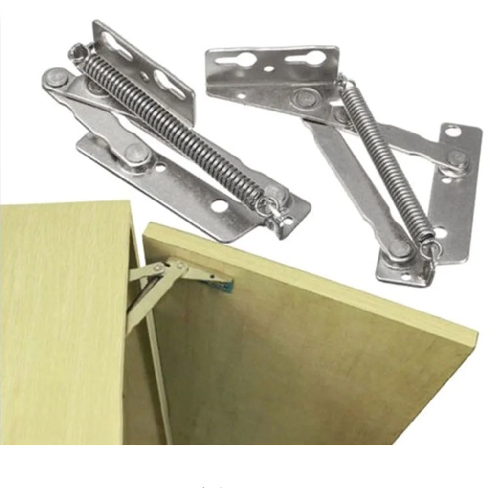 2pcs set 80 degree Sprung Hinges Cabinet Door Lift Up Stay Flap Top Support Cupboard Kitchen