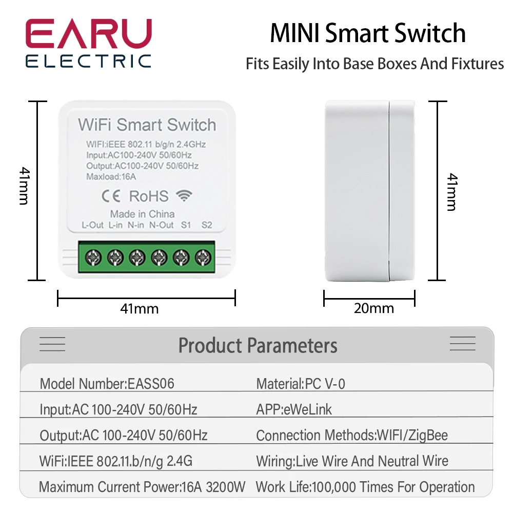 16A Ewelink  Zigbee Wifi Mini Smart Light Switch 2way Control  DIY Switches Voice  Module Work With Alexa Google Home Smart Life