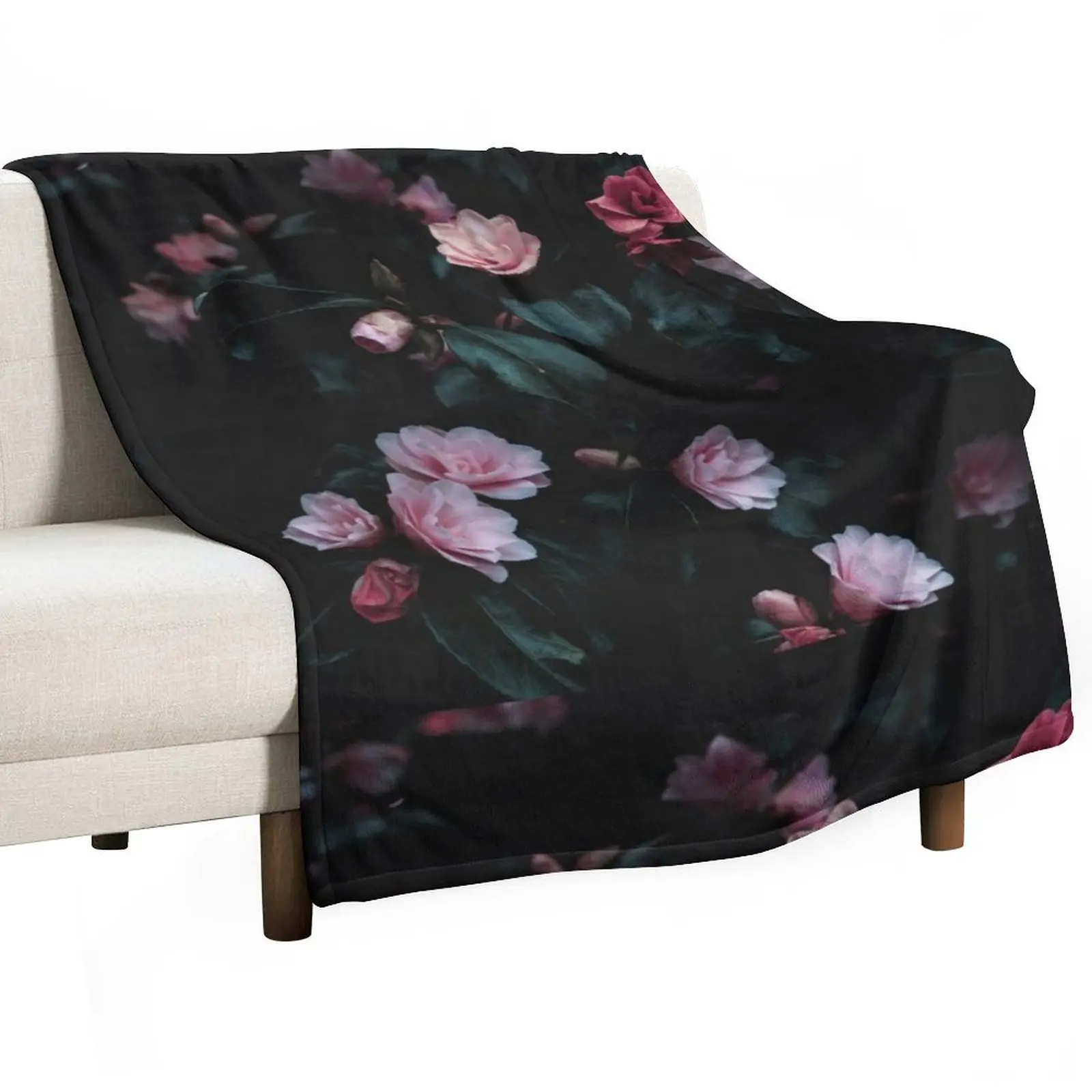 

Romantic dark floral Throw Blanket Decorative Sofas funny gift Furry christmas gifts Blankets