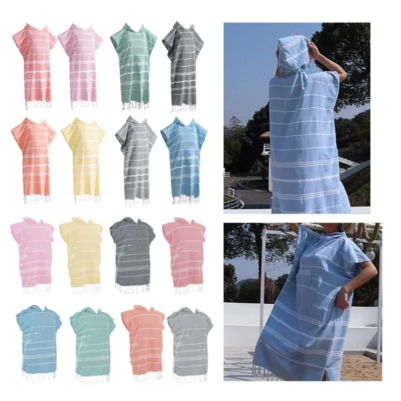 

Халат Полотенце-пончо из микрофибры с капюшоном Легкое для плавания на пляже и серфинга Быстросохнущее и сильно впитывающее 87HA