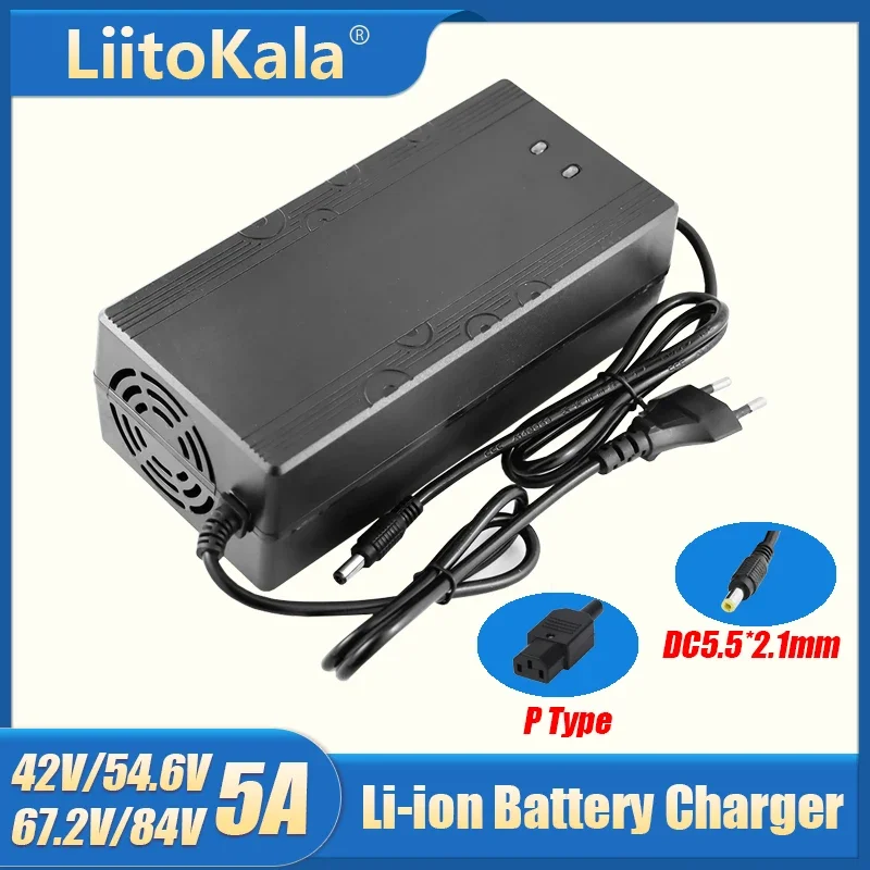 Liitokala 42V/54.6V/67.2V/84V 5A 36V 48V 60V 72V Li-ion 110-220V for 10S 13S 16S 20S Battery Charger