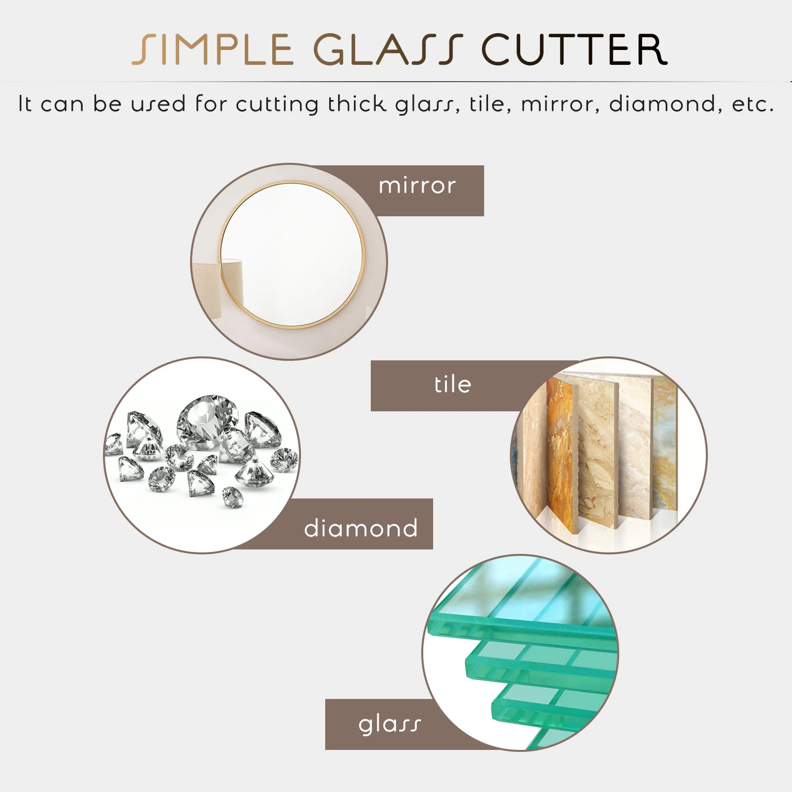 

1Pcs Durable Labor-Saving Glass Cutter Multipurpose Diamond Cutting Tool for Glass Mirror Tile Circle Cutting Diamond Cutter