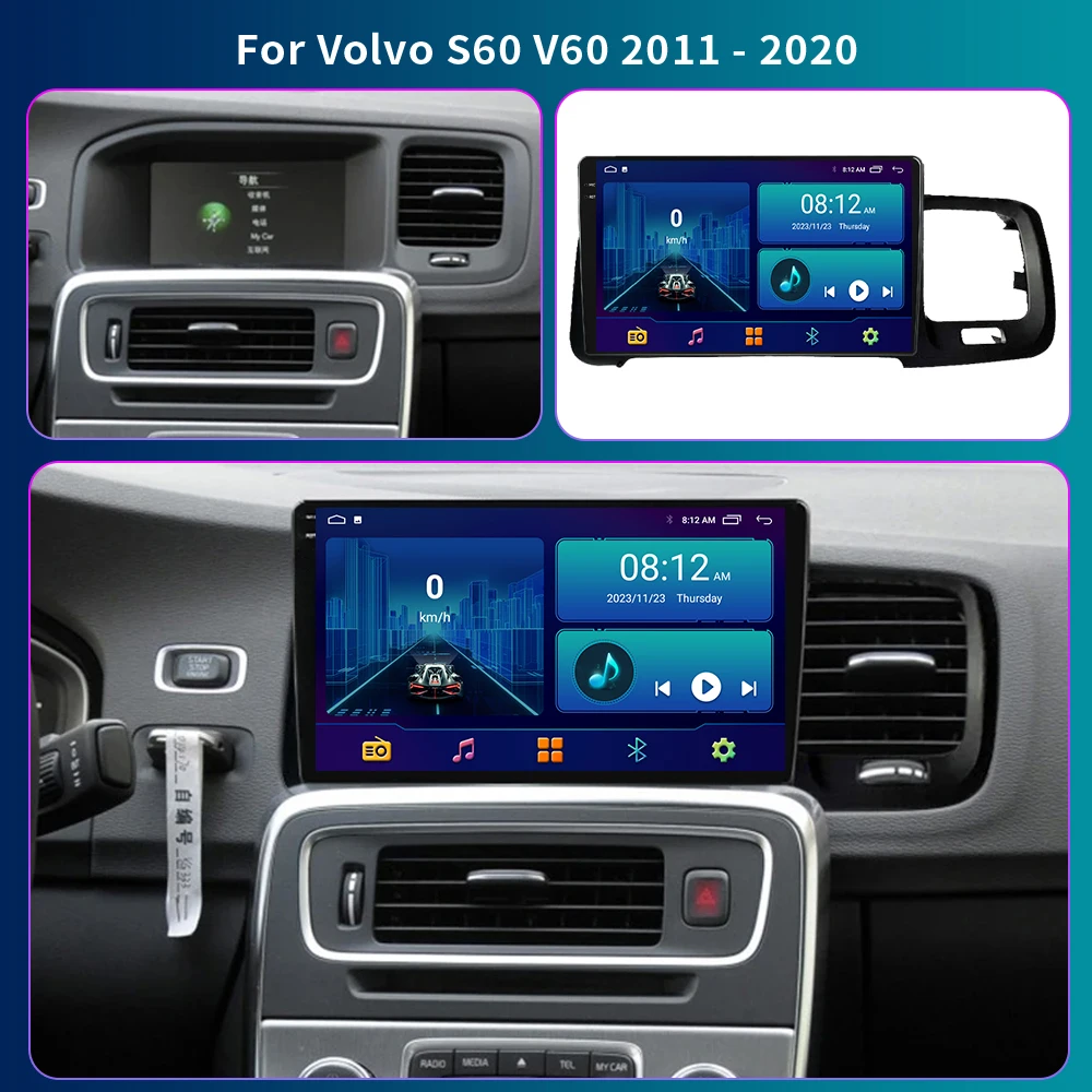 2 Din Android13 For Volvo S60 V60 2011 - 2013 Car Radio Multimedia Player GPS Navigation QLED Screen Carplay autoradio Head Unit