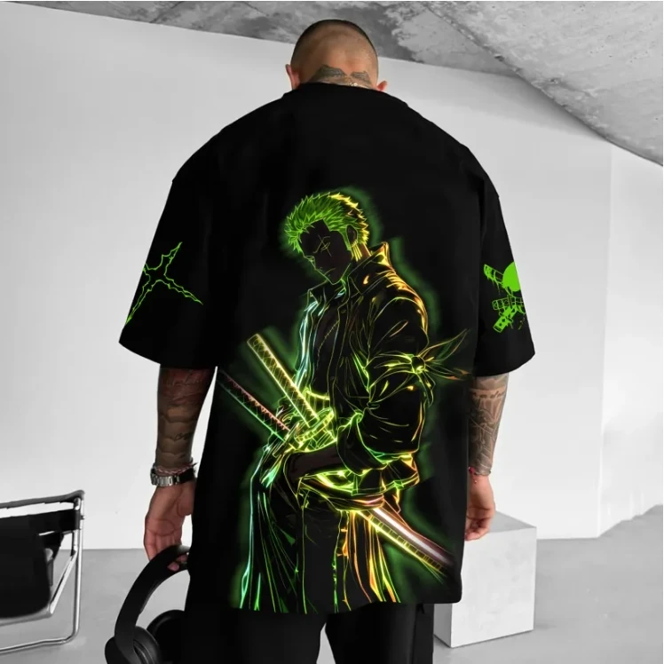 

Подлинная мужская и женская футболка ONE PIECE 2025 года, высококачественная мужская и женская футболка с круглым вырезом и короткими рукавами с принтом граффити Sauron