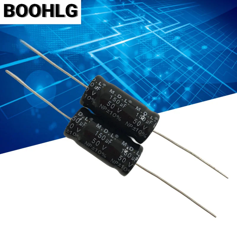 5PCS 150uf 50v horizontal axial NP non-polar audio electrolytic capacitor 50v 150uf 16X34mm