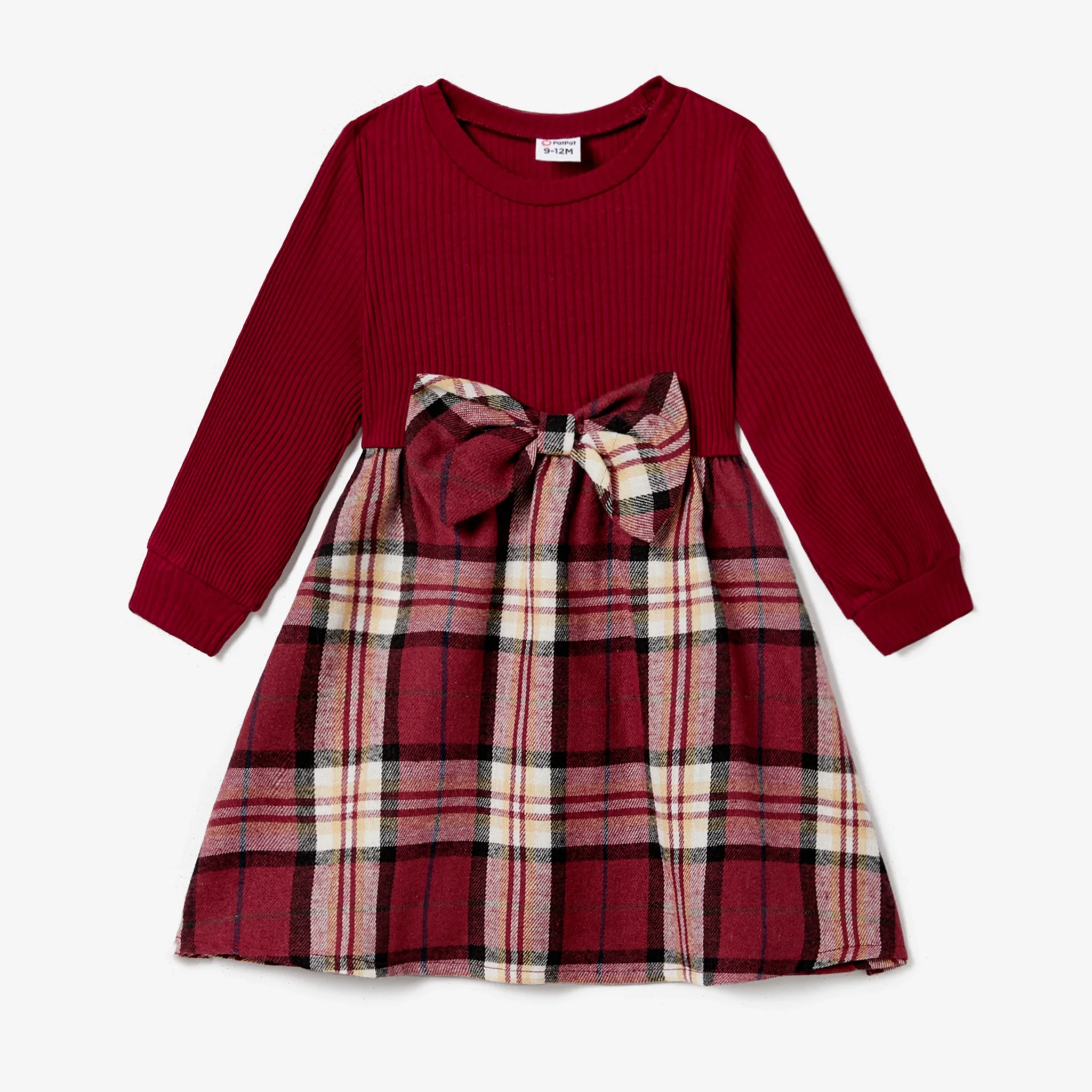 PatPat Family Matching Casual Long-sleeve Plaid Splicing Belted Dresses and Shirts Sets Suitable for Summer Season