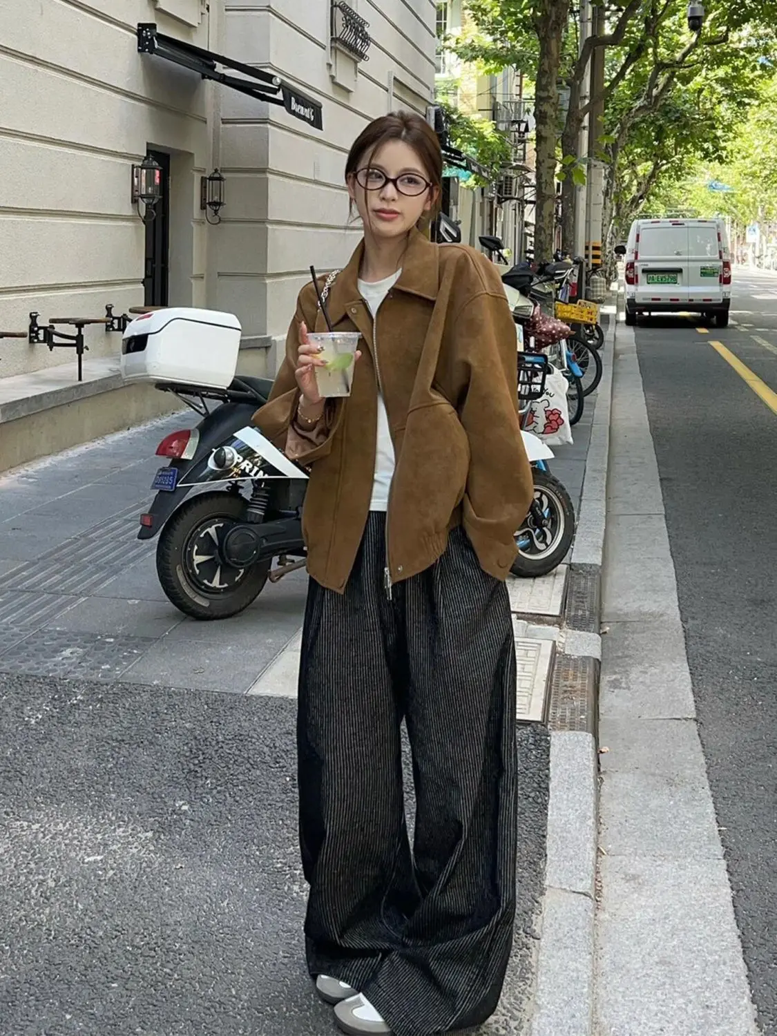 

plus Size Faionable ort Jaet Women's Casual Sle Autumn Top for Plump MM Retro Loose Fit with kets Long Sve Zipper
