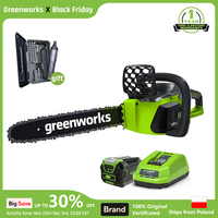 Greenworks 40V ChainSaw Brushless Motor 12M/S with Original 16Inch Chainbar and Oregon Sawchain with 4ah Battery and Charger