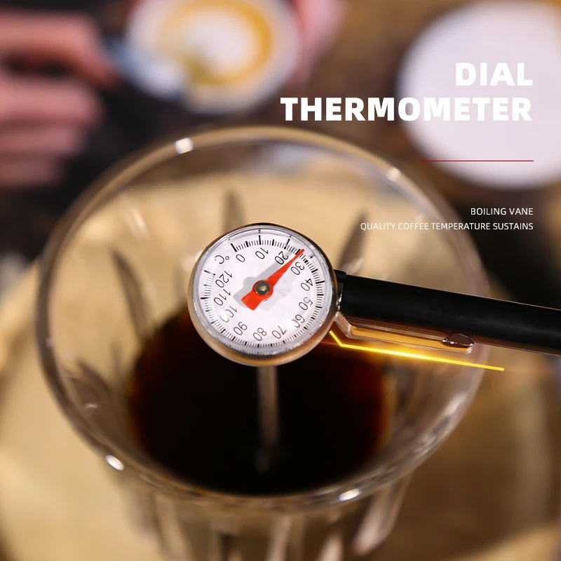 Coffee Thermometer 0 to100℃ Dial Thermometer for Coffee Pot Milk Frothing Jug Professional Cafe Temperature Measuring Tool