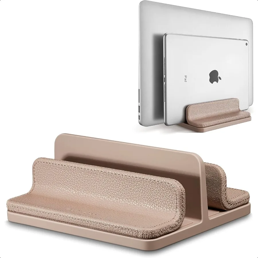 

Leather Vertical Laptop StandDual Laptop Holder Stand Laptop Organizer with Adjustable Dock 1826mm 0.71 in for All Book Tablet