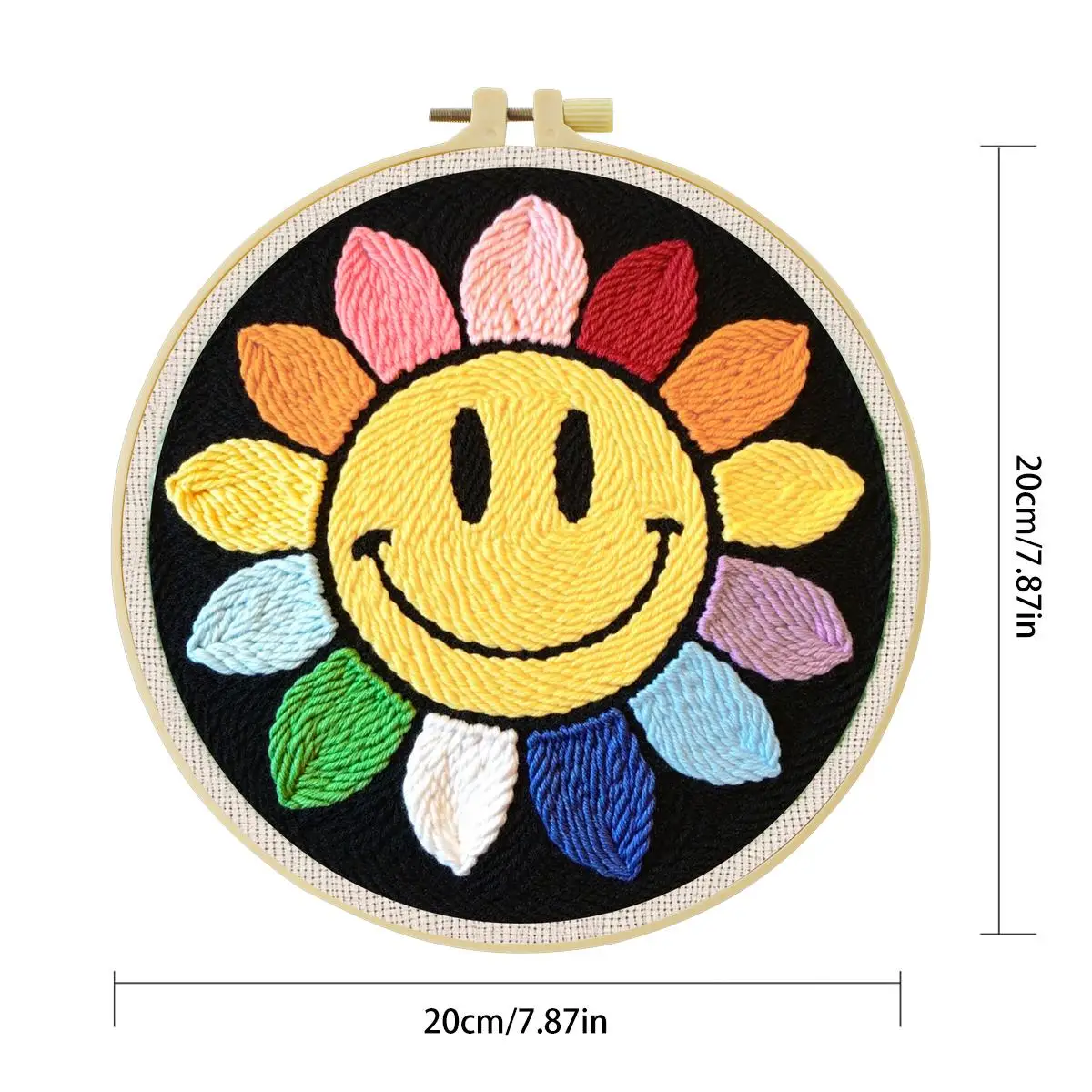 20X20CM/7,87 Zoll Blumen-Sticknadel-Set, Stickerei-Kit, gestrickte Stickerei, DIY-Handarbeit, Geschenk, Heimdekoration – Detail 3