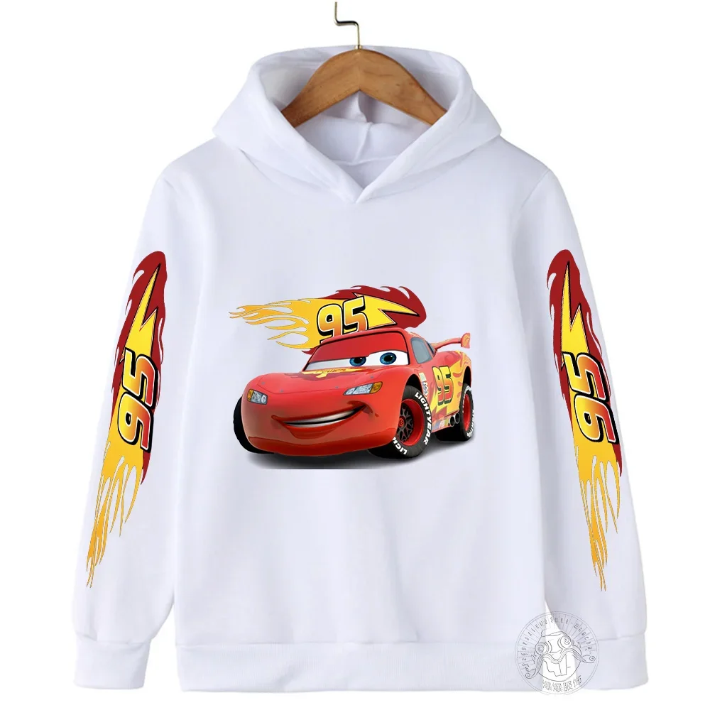 Disney Car Lightning McQueen Cartoon Children Hoodie Autumn Winter Kids Girl Boy Clothing Pullover Punk Style Sports Sweatshirt