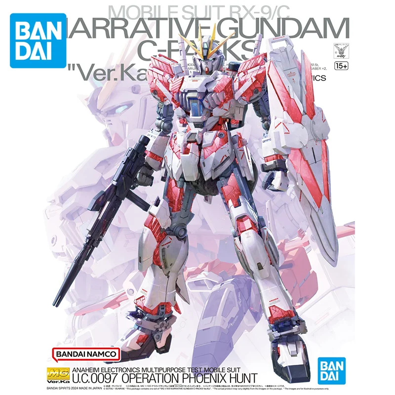 Bandai Original GUNDAM Anime MG 1/100 Narrative NT Ver. Ka Action Figure Assembly Model Toys Collectible Gifts for Children