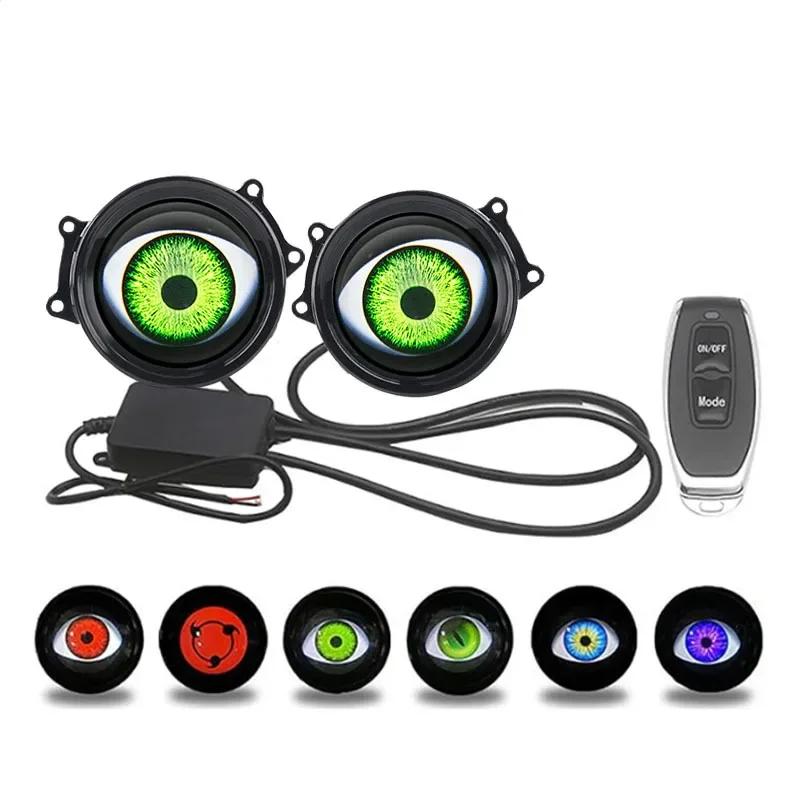 

New dynamic LED car headlights: 3-inch Devil Eye LED eyes modified into eagle eye blink lights