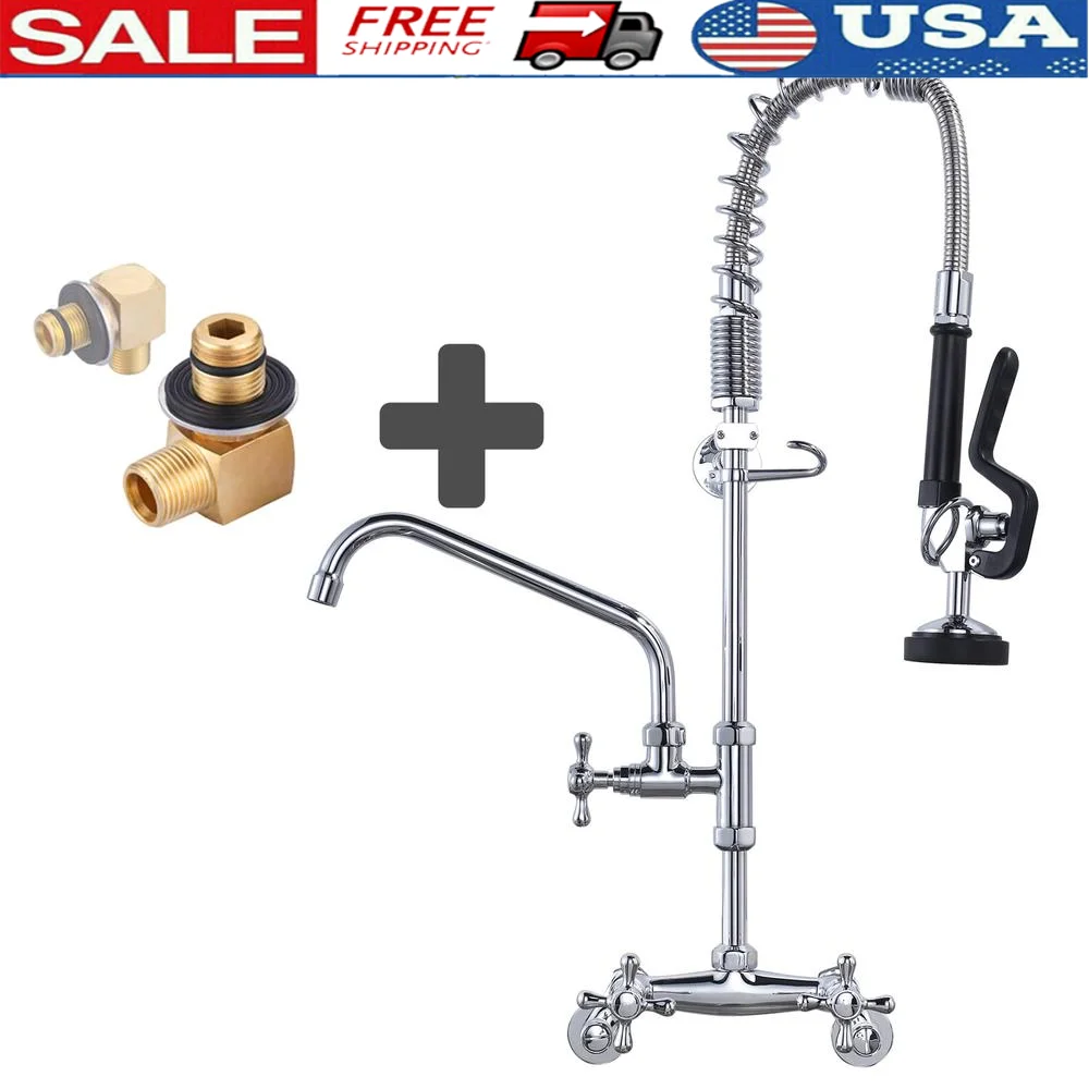 Supporto a parete per rubinetto da cucina commerciale con spruzzatore di prerisciacquo Sostituzione del kit di installazione e centrale regolabile