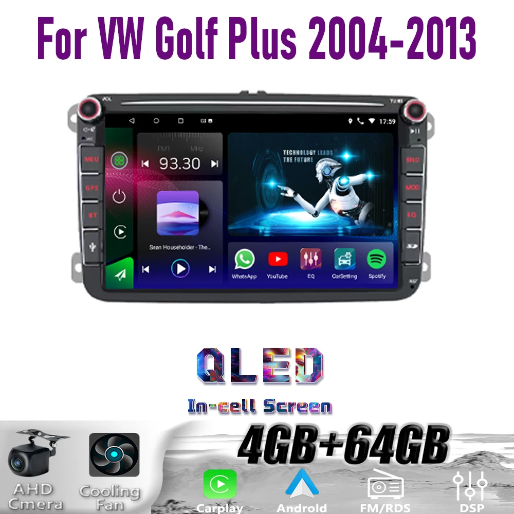 نظام تحديد المواقع 8 "لشركة فولكس فاجن جولف بلس 2004-2013 اللاسلكية CarPlay أندرويد 15 راديو السيارة واي فاي مشغل وسائط متعددة رئيس وحدة جوجل خريطة الكاميرا 64 جيجابايت