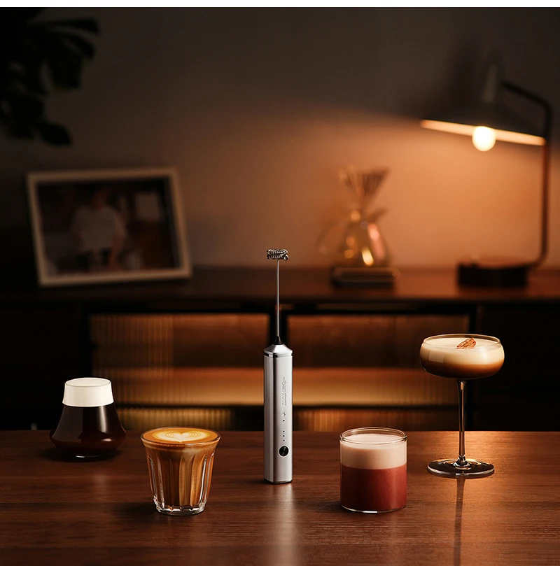 MHW-3BOMBER Elektrischer Milchaufschäumer mit Doppel-Schneebesenköpfen, Handgehaltener Schaumerzeuger, Typ-C Aufladbar, Kaffee-Latte-Cappuccino-Mixer – Detail 23