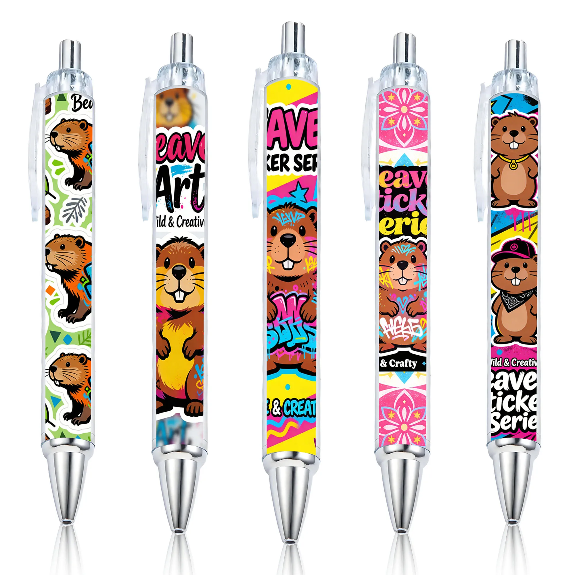 

Набор из 5 шариковых ручек с забавным дизайном в виде бобра для ежедневного письма студентов, канцелярские принадлежности к новому учебному году