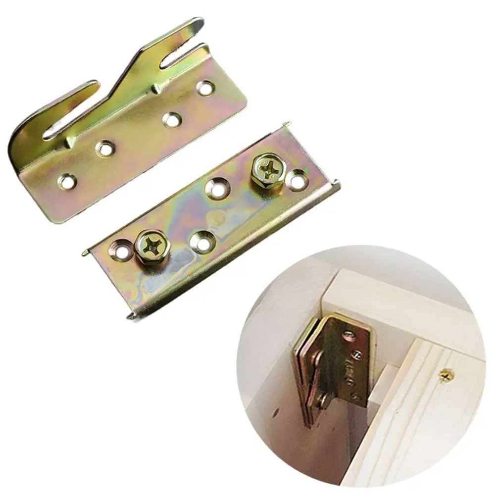 

4 Sets Rust Proof Bed Rail Brackets Footboards Hold with Screws Bed Rail Fittings Heavy Duty Non-Mortise Easy To Install