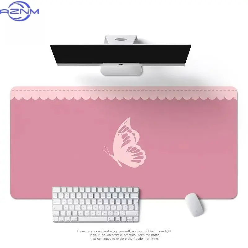 Pink Butterfly Mouse Pad Aesthetic Sweet Style Desk Mat For Gaming Office Laptop Keyboard Desktop Decor