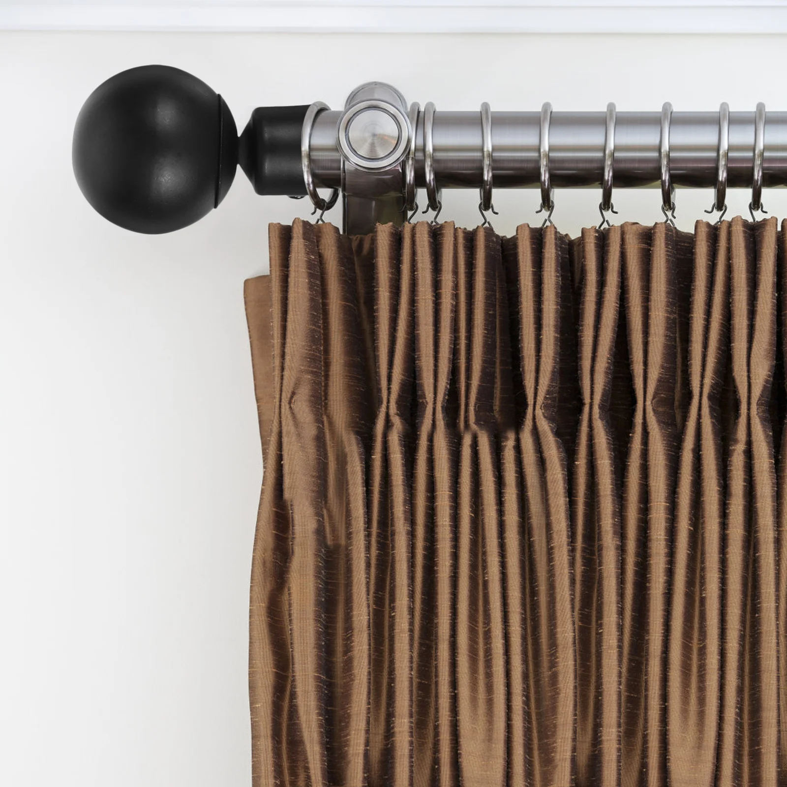 

2Pcs Window Curtain Rod Black Iron Adjustable Screw Round Ball Design Fit 28mm Diameter Curtain Rod Finials