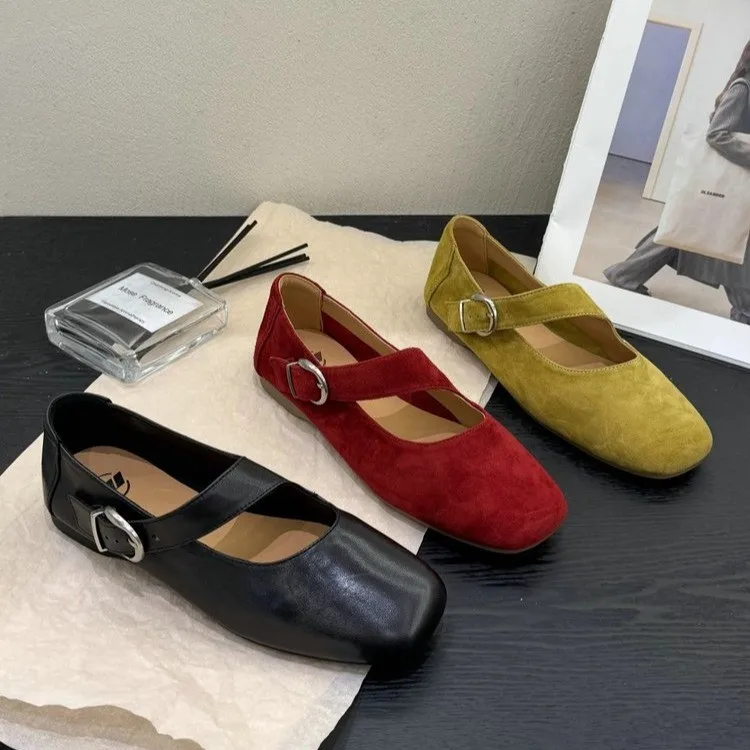 

Korean Style Trendy Fashionable Ballet Mary Jane Flats for Women 2026 Summer New Shallow Round-Toe Buckle Flat Shoes