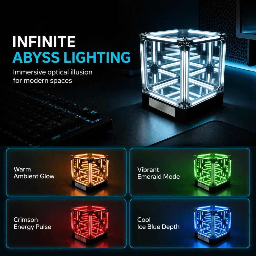 USB Charging Atmosphere Lamp Delicate Craftsmanship Soft Light Desktop Decoration Infinite Mirror Effect E-sports figurine lamp