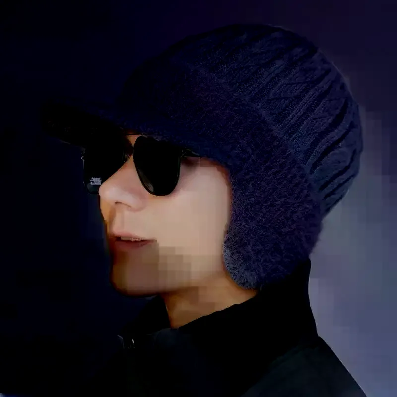 New Outdoor Winter Hat Plush Knit Baseball Cap Fashionable Dad Hat With Ear Protection For Men