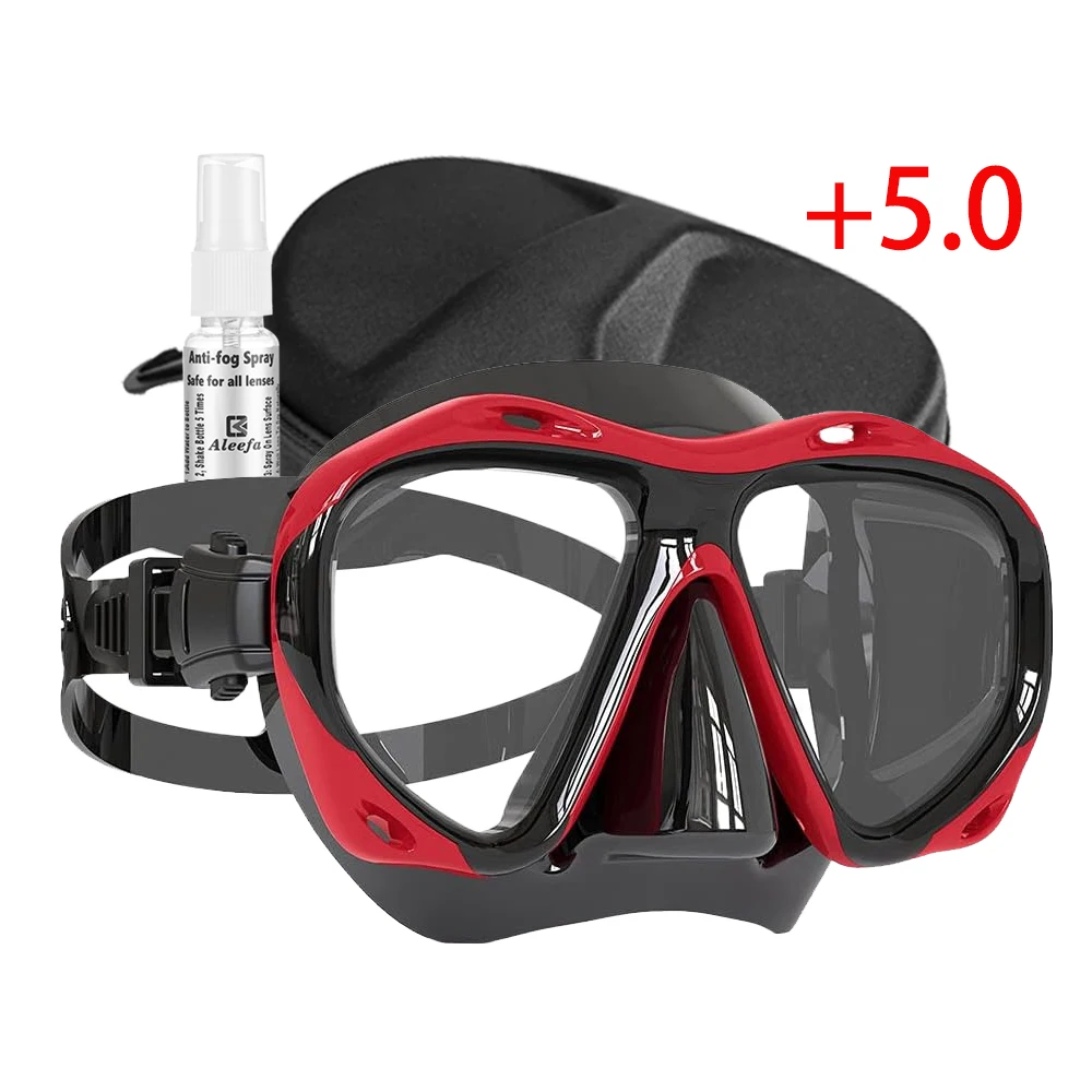 Customize +1.0 to +5.0 Hyperopia Diving Mask  Farsighted Tempered Glass Lenses, Gear for Men Women,  Antifog Spray