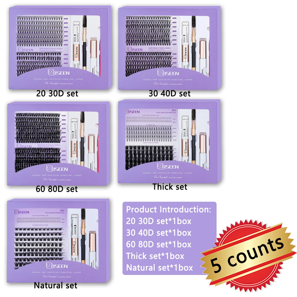 Kit de clusters de cílios, estilos mistos, kit de clusters de cílios c curvado, faça você mesmo, cluster natural, cílios, ligação e vedação