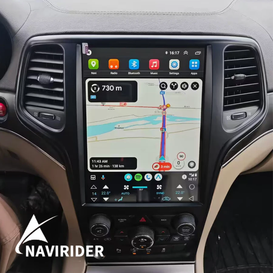 NaviRider 2 Din  Video Player   For Jeep Grand Cherokee 2013 - 2018 12.8inch Android 13Car MultimediaGPS Vertical Tesla Screen