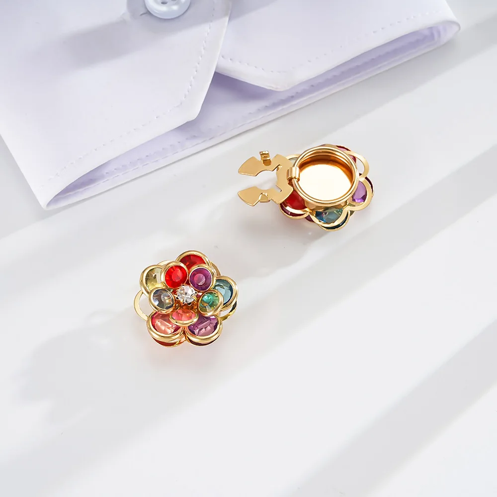 2PCS Fashion High Quality Flower Button Covers for DIY Clothing Decorative Button,Alloy Shirt Sleeve Button Decoration