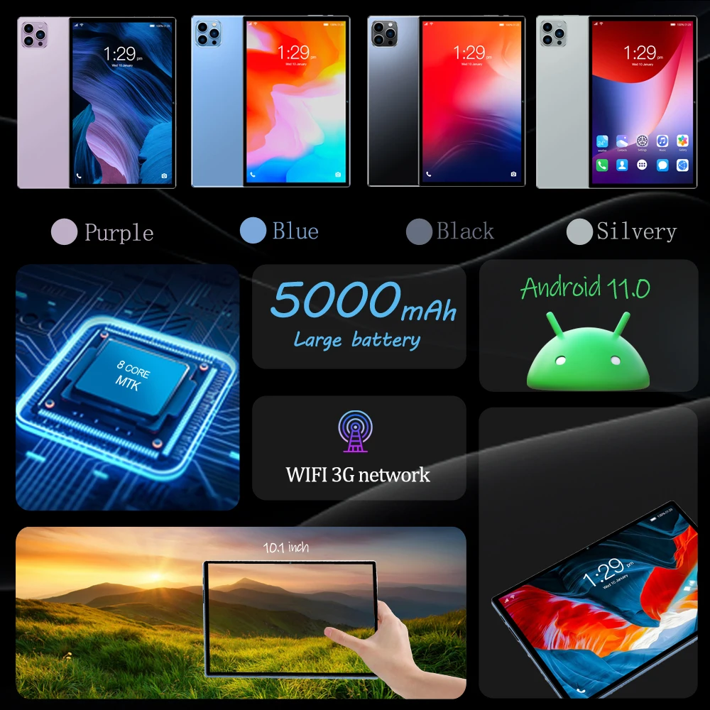 Global version P37 Android Tablet 4GB RAM+64GB ROM Octa core Dual Camera Dual SIM Card 5000mAh Battery