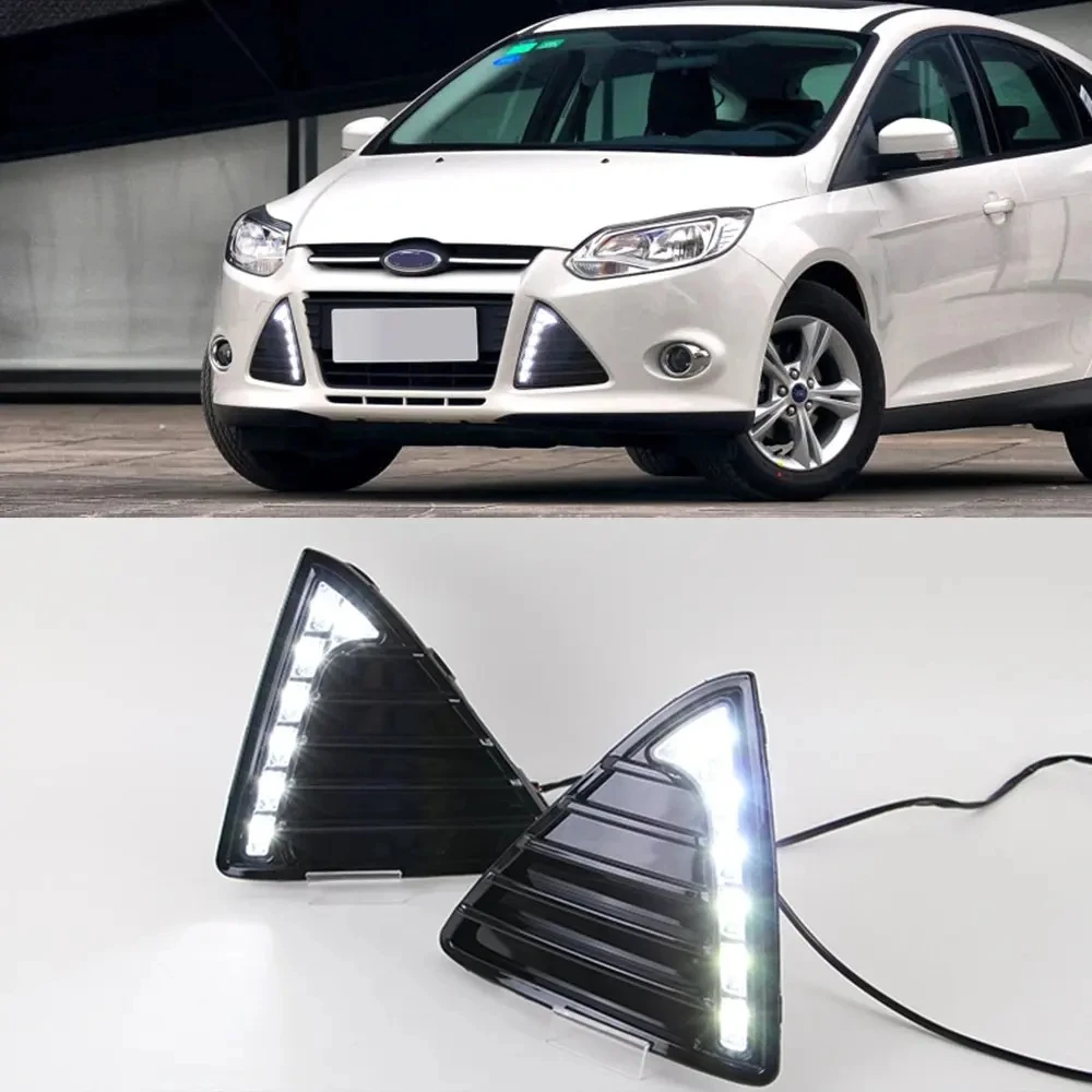 

DRL For Ford Focus 3 MK3 2012 2013 2014 DRL Daytime Running Lights 12V LED Daylight Fog Lamp Waterproof with Dimming Style Relay