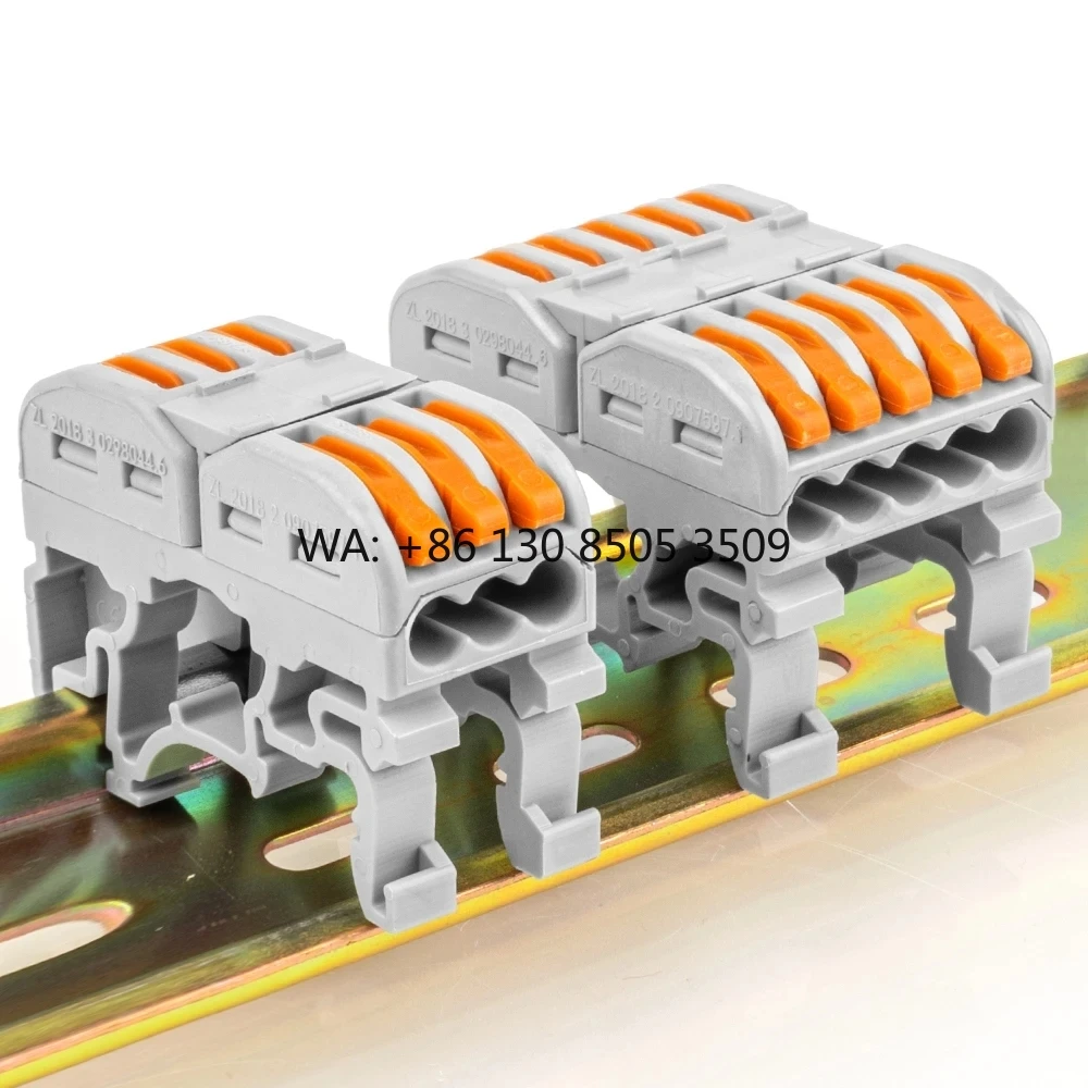 

DIN Rail Fast Wire Cable Connectors 3/5Pin Universal Compact Conductor Spring Splicing Wiring Connector Push-in Terminal Block