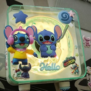 Lilo dan Stitch Speaker Bluetooth Hello Kitty Aksesori Anime Kawaii Lampu RGB Portabel Dekorasi Desktop Hadiah Liburan Anak Perempuan 8 pemutar radio hello kitty dengan penjualan terbaik - №