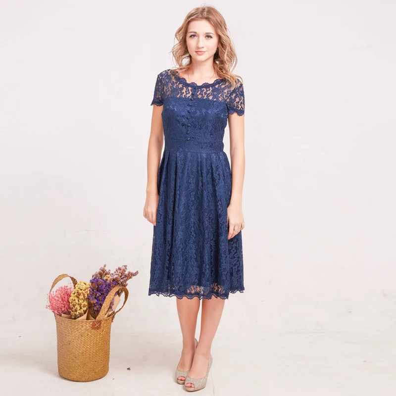 Bella Filosofie Vrouwen Zomer Elegante Korte Mouw Kant Skater Jurk Feestjurk Vrouwelijke Vestidos Shirt