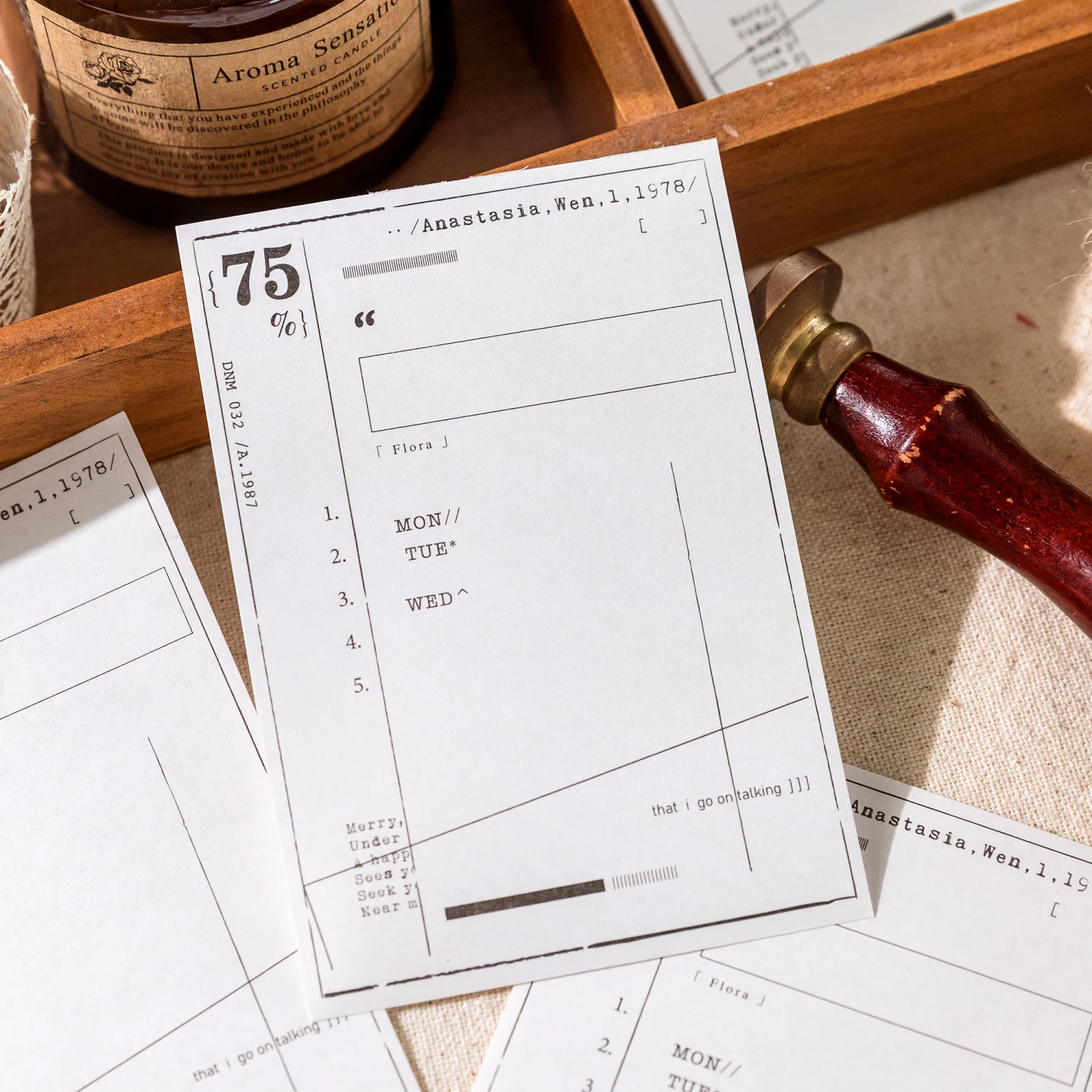 TIANZI 50 Sheets Retro Simple INS Message Notes Material Paper Memo Pad Creative DIY Journal Collage Scrapbook Decor Stationery