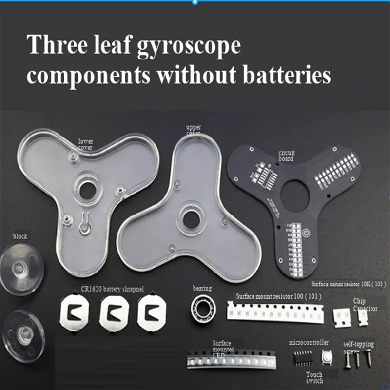 LED Fingertip Gyroscope Production Kit 3-Leaf Luminous Gyroscope DIY Parts Electronic Training Skills Training Materials