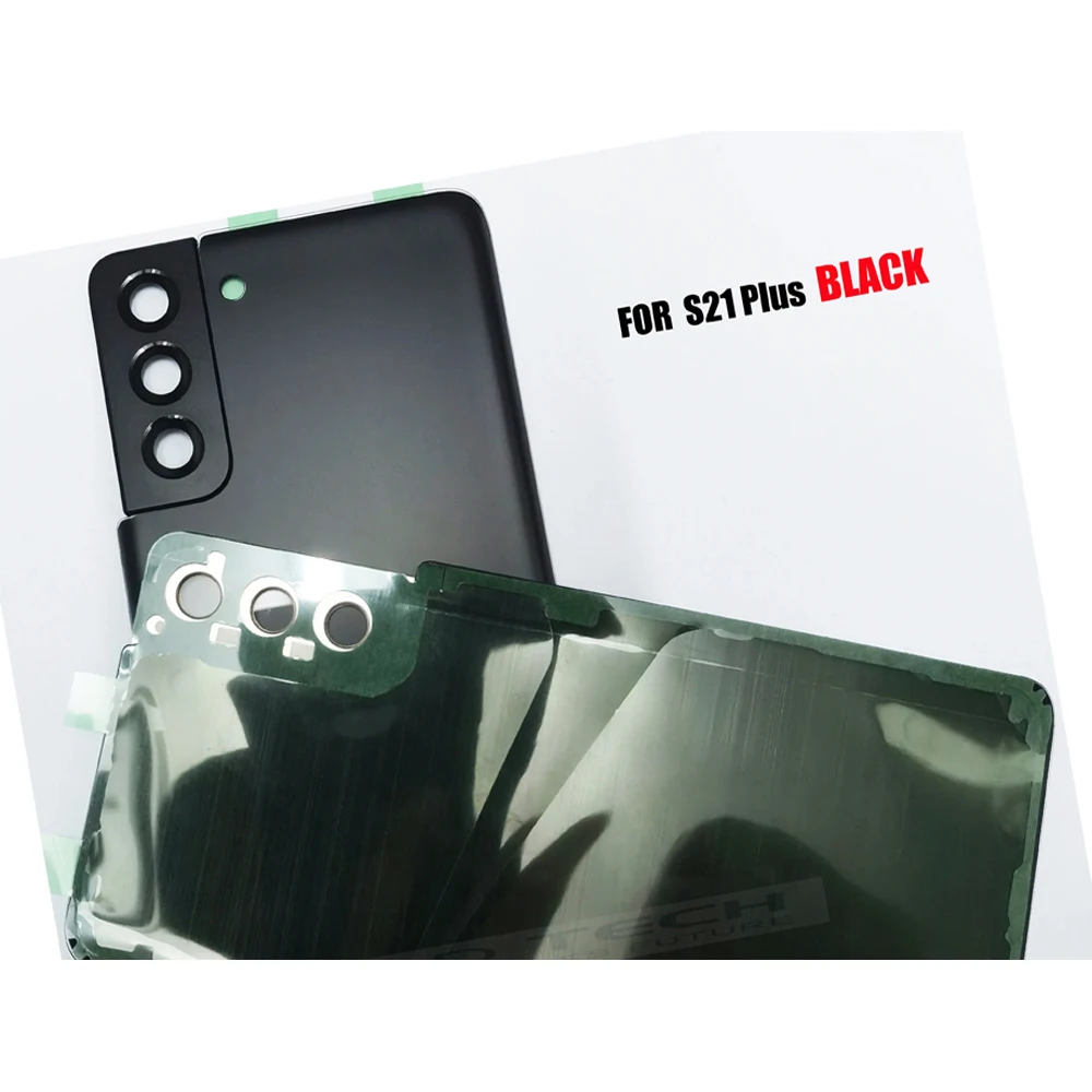 (OEM) Replacement Glass Battery Cover Case For SAM-S21 Plus S21P S21+ 5G Back Cover Rear Door Housing+Camera Frame Lens+Adhesive