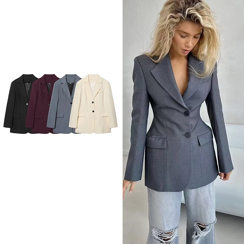 

Blazers Women's Spring 2026 New Chic Slim V-neck Office Jackets Women's Fashion Youth Street Long-Sleeved Blazers Blouse