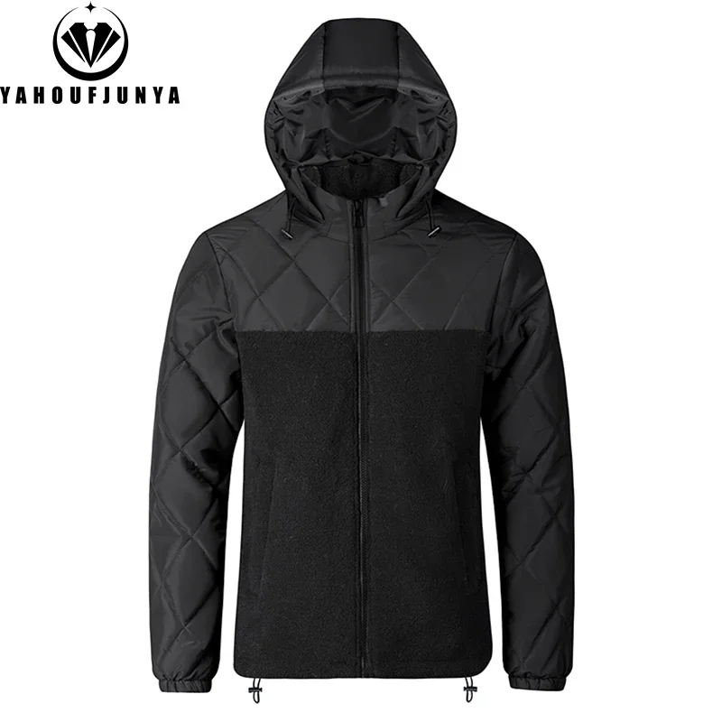 2024 Autumn Winter Men Warm Outdoor Windproof Detachable Hooded Parka Jacket Men Solid Zipper Casual Fashion Jacket Male Coat