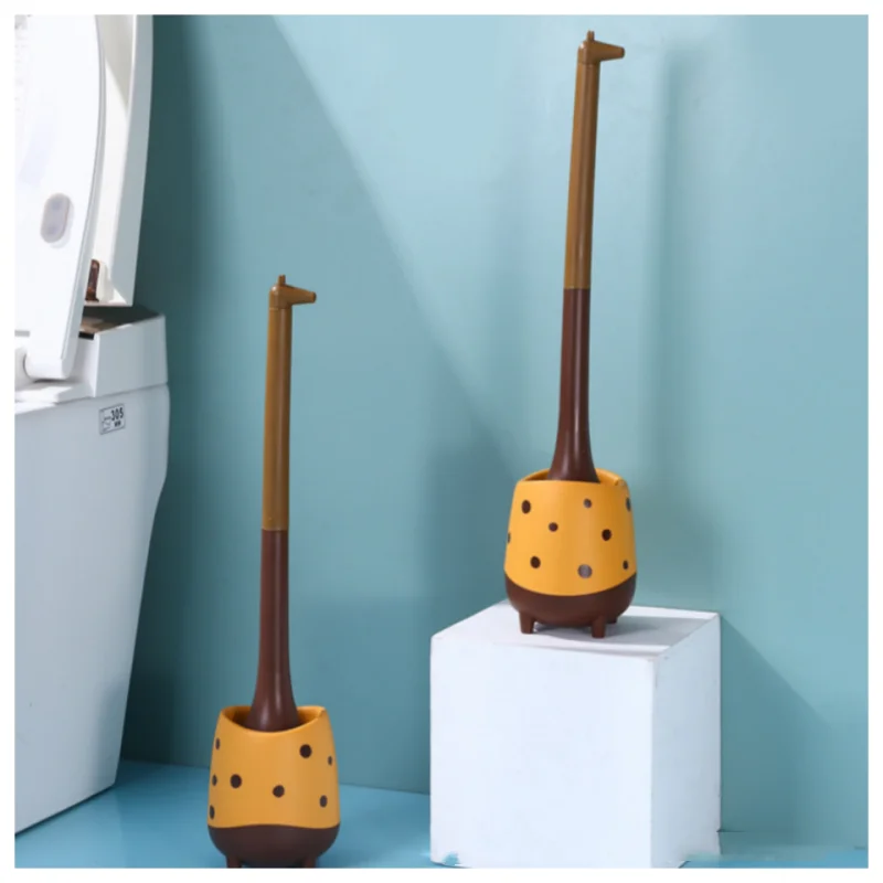 1set,Toilet brush,Cute Giraffe Toilet Brush with Soft PP Bristles,Non Dead Corner Soft Bristled Household Toilet Brush,for Bathr