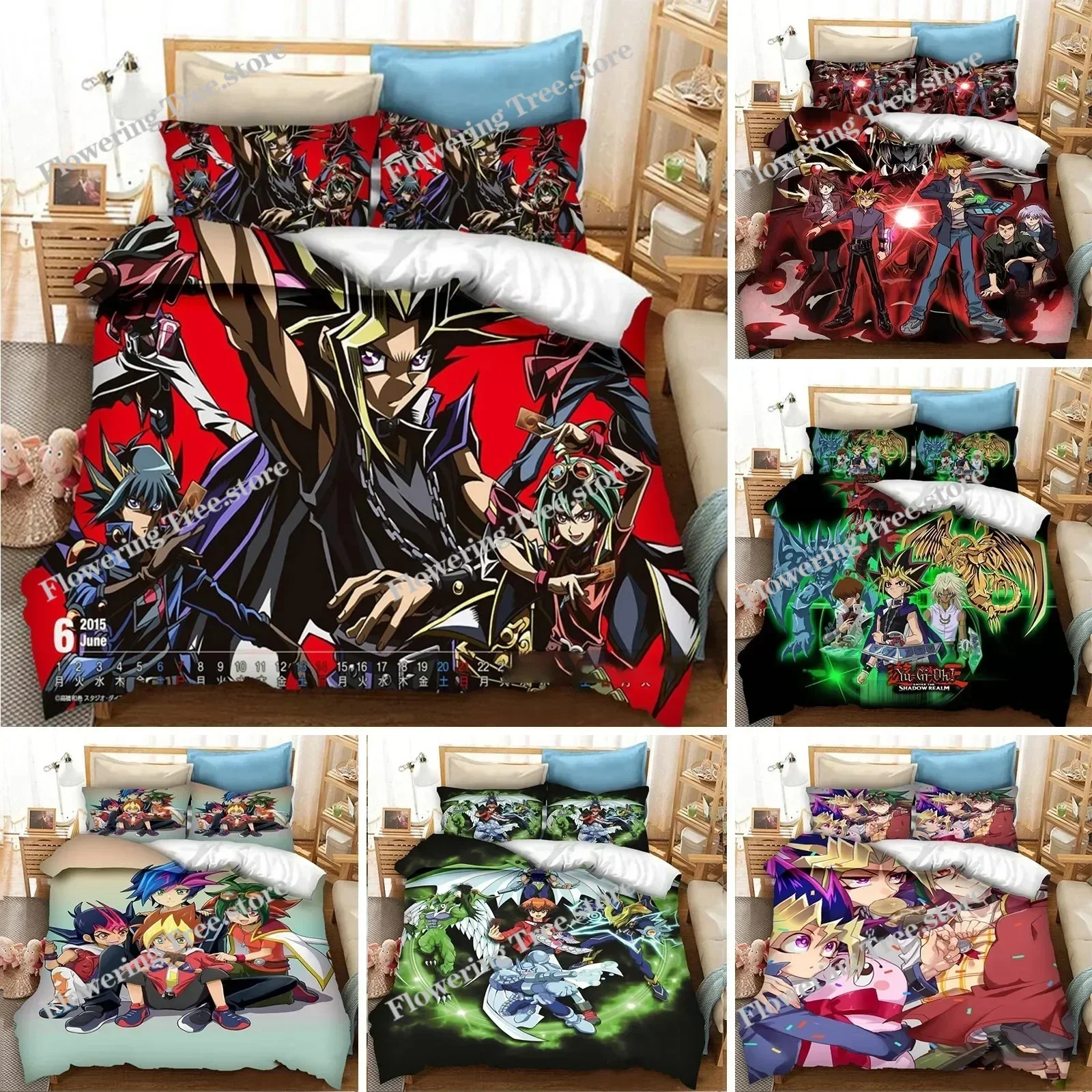3D Printed Anime Duvet Cover Pillowcase Yu Gi Oh Duel Bedding Set Double Twin Full Queen King Adult Kids Bedclothes Quilt Cover0