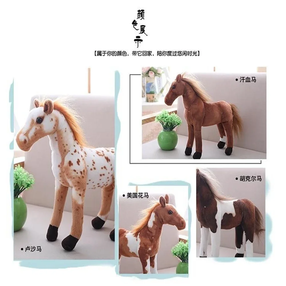 40cm Simulated Horse Doll Plush Toy Mascot Zodiac Horse Animal Doll Decoration Pillow Soft Child Birthday Gift Decoration