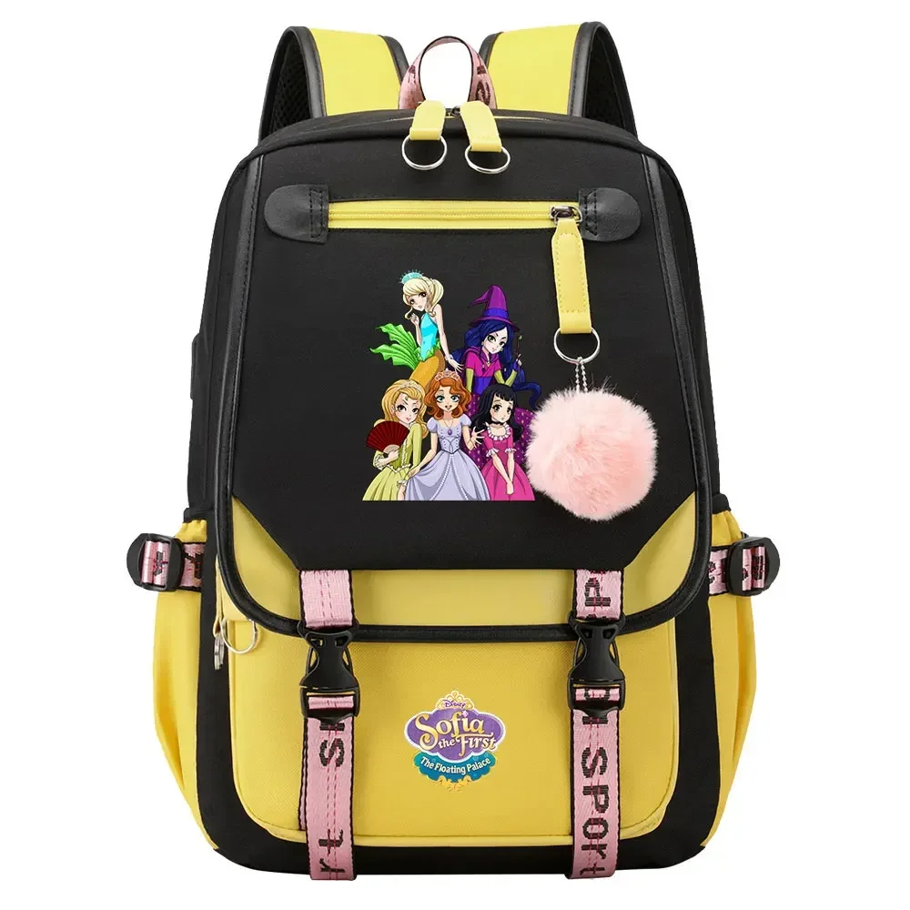 Sofia Prinses Jongens Meisjes Kinderen School Boekentassen Vrouwen Usb Bagpack Tieners Canvas Laptop Reizen Student Rugzak