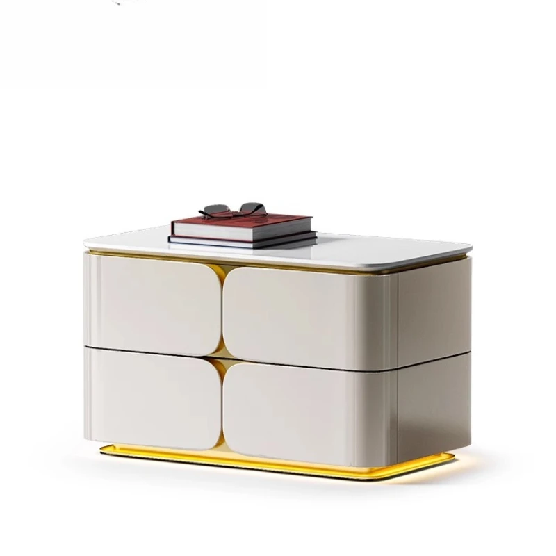 

bedside table luxury bedroom bedside storage Italian light luxury high-end bedside table
