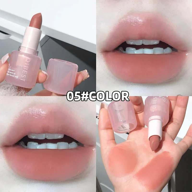 QIBEST ลิปสติกกันน้ํา Red Nude Lip Stain Moisturizing Natural ลิปสติกเม็ดสีสูง Lip Tint แต่งหน้ายาวนานของขวัญ