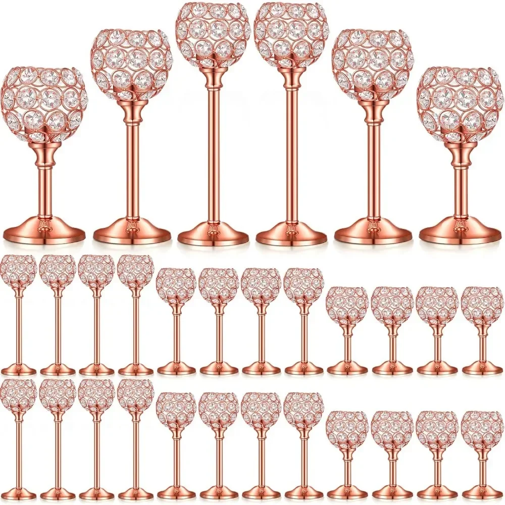 

Shiny Candle Holder Home 36 Pieces Crystal Candle Holder Retirement Party Romantic Wedding Table Centerpiece Bulk Decor Candles