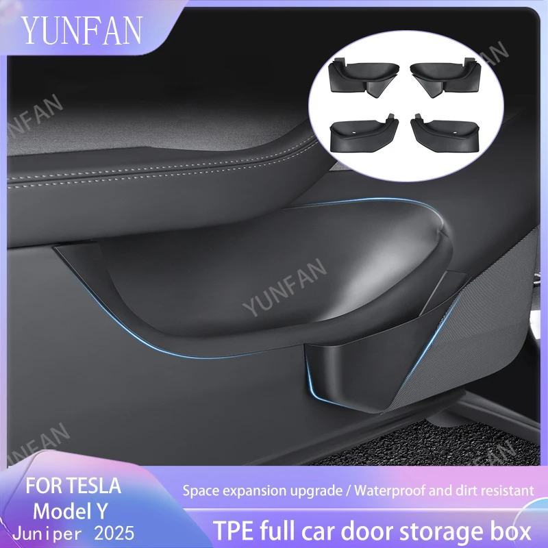 

For Tesla Model Y Juniper 2025 Car Door Full Package Storage Box TPE Storage Box Car Door Storage Box